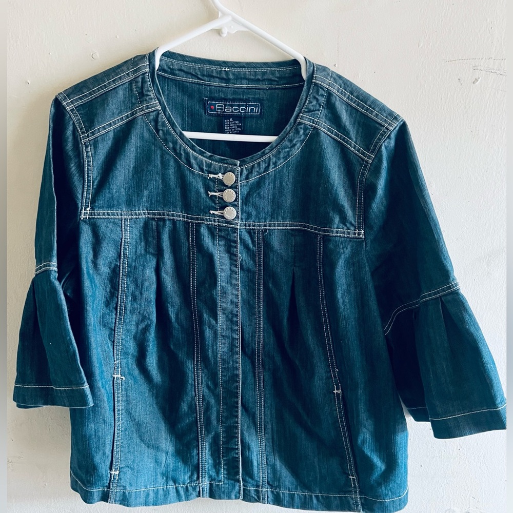 Baccini Jeans denim top bell Sleeves Women Size XL